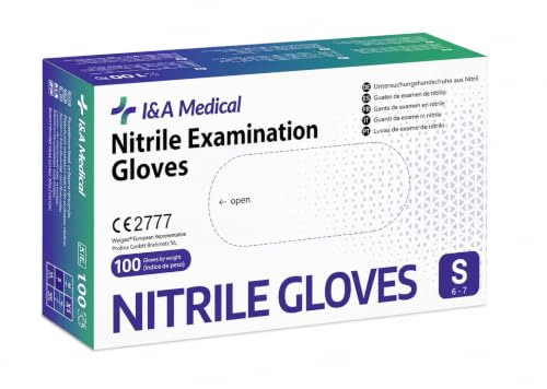 I&A Medical Guantes de Nitrilo Desechables Sin Polvo Sin Látex Azul Talla L – Caja 1000 Unidades (10 x 100) (S)