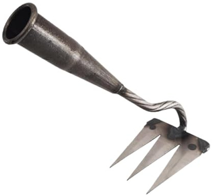 Râteau de Désherbage, Râteau de Jardin en Métal Très Résistant, Outil de Désherbage en Acier Au Manganèse, Râteau à Main pour le Labour, leTravail du sol et l'entretien des Pelouses, 3 Dents