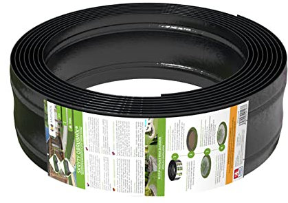 AMISPOL Kunststoff Rasenkante 12m/125mm/4mm Direkt zum Hersteller - Schwarz - Leicht zu Verarbeiten - Beeteinfassung Rund aus stabilem Plastik - Flexible Beetumrandung - Rasenkantenband aus Kunststoff