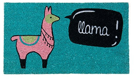 Fisura – Felpudo Original de Coco con Base Antideslizante de PVC. Felpudo Entrada casa. Pintado a Mano. Medidas: 70 cm x 40 cm. (Llama, Azul)