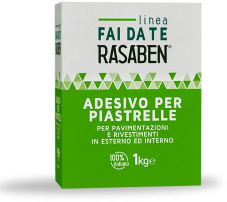 RASABEN - Adesivo per Piastrelle Bianco, Ideale Pavimentazioni e Rivestimenti, per Intonaci a Base di Cemento Malte e Massetti Cementizi, da 1kg
