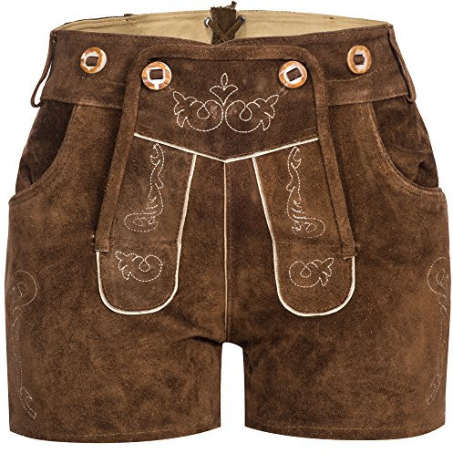 Mufimex Damen Trachten Lederhose Shorts kurz Hellbraun Gr. 40