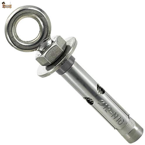 BricoLoco - Tassello di ancoraggio metallico in acciaio inox A-2 AISI 304 ad espansione con anello chiuso stampato per parete, soffitto, pavimento, trx, tenda (1, 8 x 60 (per punta 10 mm).