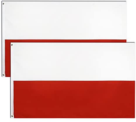 2 stück Polen Flaggen,90×150 cm Polnische Fahne mit Messingösen Wetterfest Farbecht Poland flag für Fußball WM 2022 Deko Draußen/Drinnen