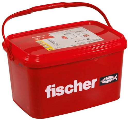 fischer Spreizdübel SX Plus 8 x 40, praktischer Eimer mit 1.200 Nylondübeln, Dübel für optimalen Halt bei Befestigungen in Beton, Vollziegel, Porenbeton, Hochlochziegel uvm.