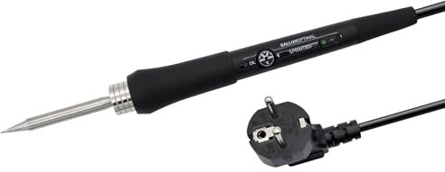 GALLUNOPTIMAL Temperatur geregelter Lötkolben mit Kartuschenspitze, 1,28m Anschlusskabel, Kalibrierfunktion, Ein/Aus-Schalter, 230V – 80 Watt, 200° - 500°C, Aufheizzeit nur 22 s auf 350°C