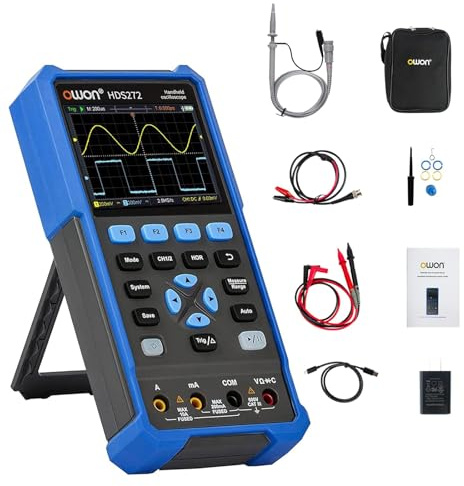 OWON Handheld Oscilloscope Multimeter,2 in 1 Digital Oscilloscope,70MHz Bandwidth, 20000 Counts, 2 Channel USB Type C, 3.5 Inch LCD Display (HDS272)