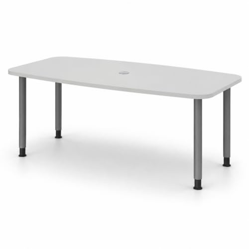 bümö Konferenztisch oval 220x103 cm in grau, Tischfüße in Graphit - Großer Besprechungstisch, Meetingtisch für 8 Personen, XL-Tisch für Konferenzraum, Meeting & Besprechungsraum
