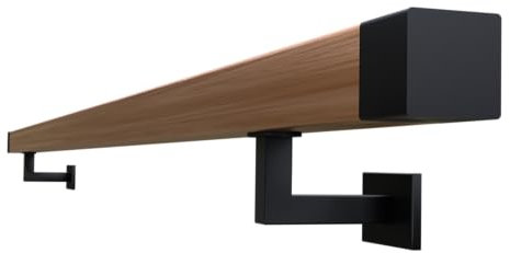 Sellon24® Holz Eiche Wandhandlauf eckig 40x40 Holzhandlauf Geländer Rohr Treppen Halterung (40x40/100cm/WPP33 Schwarz) geölt