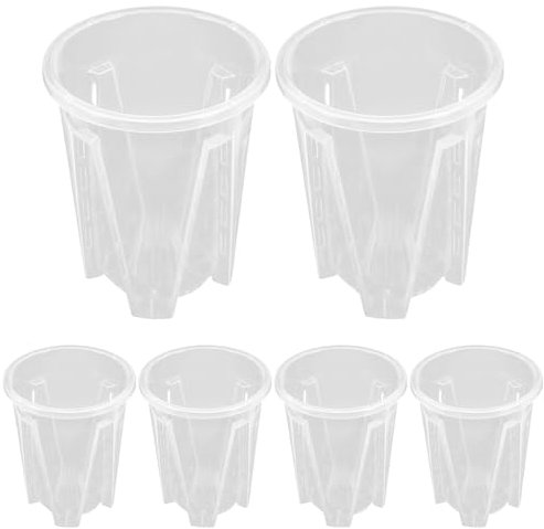 Happyyami 6 Stück Orchideentöpfe Transparent Pflanzgefäße Kunststoff Runde Blumenbehälter Zum Umtopfen Geschlitzte Orchideen-Pflanzgefäße