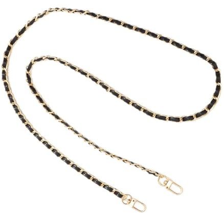 NTRUXZP Taschenkette, Metall Kette Trageriemen Gold Kette für Tasche, Flacher Kettenriemen, Handtaschenkettenriemen, für Handtasche Geldbörse Clutch Abendtasche (Gold/Schwarz)
