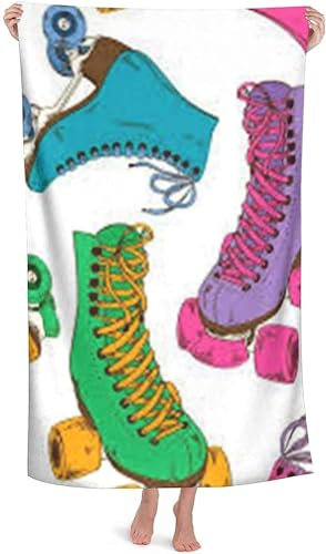 Tizhweqo Mikrofaser Handtuch Rollschuhe Groß 200x200 cm, 3D Strandtuch Mädchen Badetuch Schnelltrocknend Handtücher Strandhandtuch für Kinder und Herren und Damen SH1330