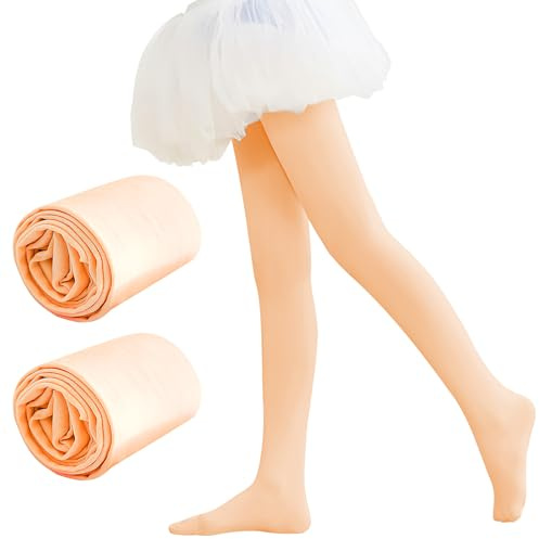 2 Paia di Collant da Balletto Collant da Ragazza per Ragazze Collant Convertibili Collant da Balletto da Donna Calzini da Balletto Collant da Ballo con Piedini Morbidi per Ragazza (Rosa Scuro Carne)