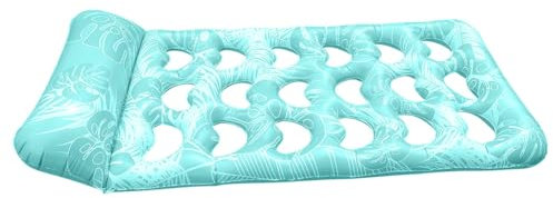 HTU Inflatable Water Sleeping Bed with Headrest Floating Lounger Air Mattress Portable Swimming Pool Air Mattress for Swimming Pool Party