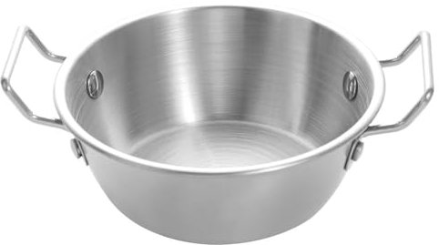 zaoalife Edelstahl-Pfanne, antihaftbeschichtete Bratpfanne mit 2 Griffen, Paella-Pfanne, Doppelohr-Snack-Teller, Edelstahl, verbrühungssicher, Küchengeschirr