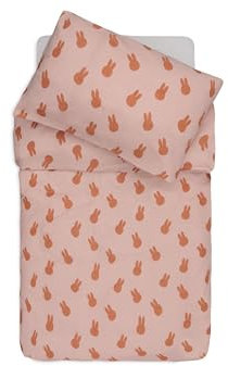 Jollein Parure de lit pour Enfant - Miffy Shadow, Rose Sauvage - 100 x 140 cm - 100% Coton - Certifié Oeko-Tex - Parure de lit pour bébé avec taie d'oreiller