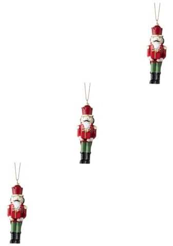 Zerodeko 3 Pièces Ornements d'arbre De Noël Décor Suspendu De Casse-Noisette Dessin Animé Soldat Casse-Noisette Casse-Noix pour Sapin De Noël Casse-Noix De Rouge Résine