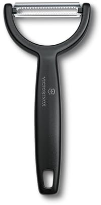 Victorinox Peeler Ypso, for Vegetables, Fruits, Serrated Edge, Double-Edged, Extra Sharp, Swiss Made, Black
