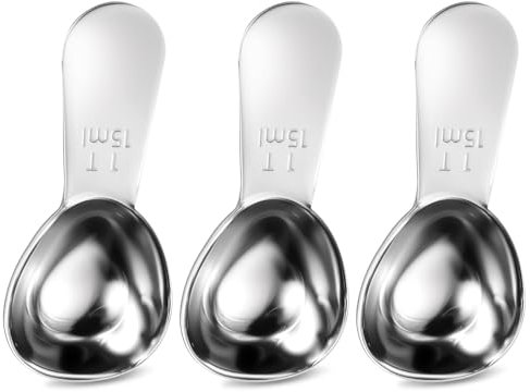 Coffee Scoop Set, 3 Pcs Measuring Spoons Stainless Steel Coffee Spoons 15 ML Tablespoon with Short Handles Small Metal Teaspoons for Coffee Tea Sugar Flour Measuring Dry and Liquid Ingredients