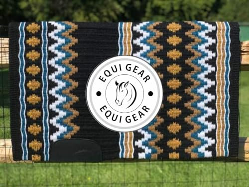 EQUIGEAR Western Show Horse Satteldecke aus neuseeländischer Wolle, Western-Design, handgefertigte Satteldecke, Wollpolster, Sensor Flex (Anpassung möglich) BA19 (34 x 36)