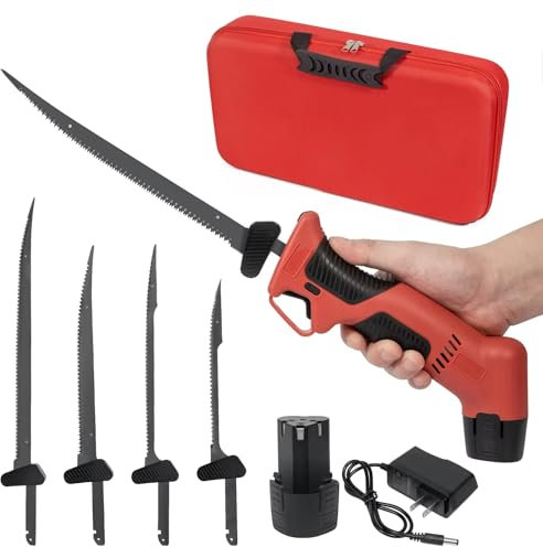 Cuchillo eléctrico inalámbrico para filetear con 4 hojas antiadherentes revestidas de nitruro de titanio SS, 2 baterías y cargador, mango de agarre antideslizante, cuchillo eléctrico para trinchar p