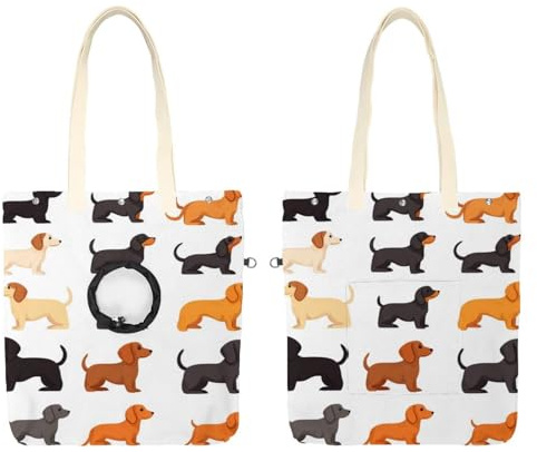 Niedliche Dackel-Hunde (1) Haustier-Schulter-Tragetasche, Canvas-Umhängetasche, Hundetragetasche, tragbare Katze, kleine Tragetasche, Brusttasche