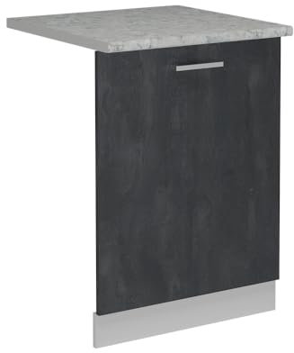 Vicco Pannello frontale della lavastoviglie R-Line, Calcestruzzo nero, 60 cm, PL Marmo