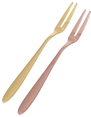Cabilock 2pièces Lot De Fourchettes à Fruits Acier Inoxydable à Deux Dents Pour Desserts Et Gâteaux Couverts Pour Cocktail Et Dégustation