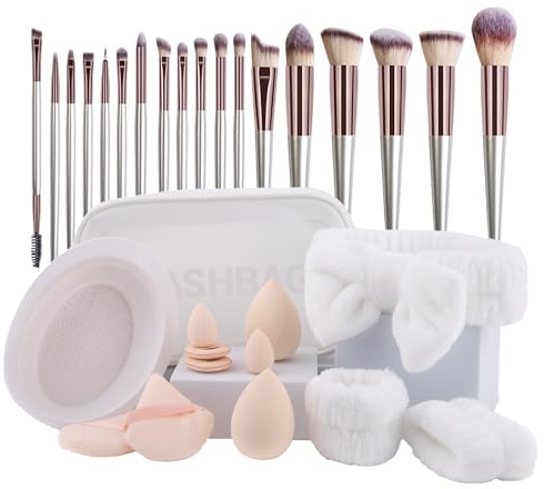 LHLXZQ Makeup Brush Set, Travel Beauty Tool Set#3 | Professional Facial Brushes with Makeup Sponge, Powder Puff, Brush Cleaner for Foundation, Concealer, Eyeshadow, Blush