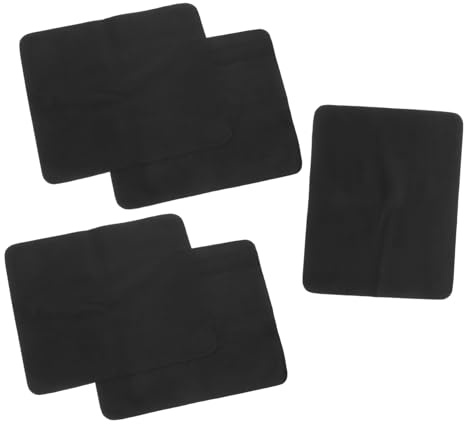 PACKOVE 5 Paños de Limpieza para Gafas y Pantallas Electrónicas, Gamuza de Microfibra Negra, sin Rayaduras, para Uso Profesional y Comercial, Paquete de 5 Unidades