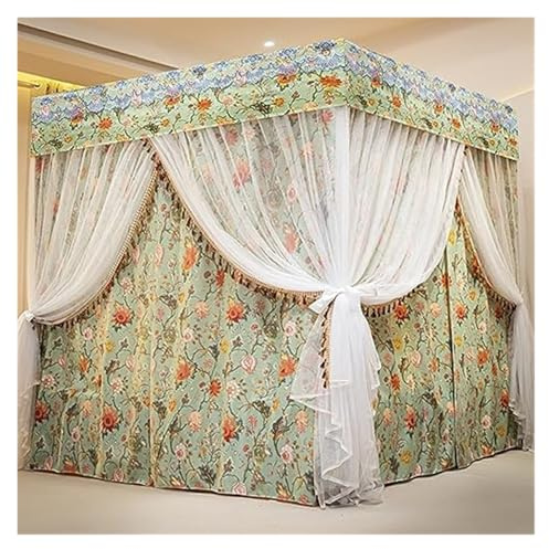 4 Pfosten Eleganter Betthimmel, Moskitonetz und Verdunkelungsstoff – 2-in-1-Baldachinvorhang for Mädchen und Erwachsene Twin-/Full-/Queen-/Kingsize-Betten, Schlafzimmerdekor(Style 1,180x200cm)