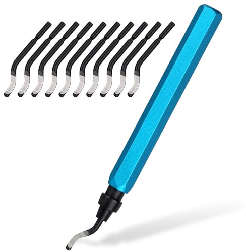 Deburring Tool, Aluminium Alloy Deburring Tool, Manual De Burr Tool with 10 HSS Blades Wood PVC Steel Deburring Tool for 3D Printing Resin and Deburring Tools for Metal Applications