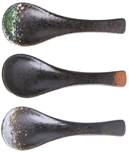 Ipetboom Cuillère À Riz Japonaise En Céramique Cuillère À Soupe Asiatique Ustensile De Cuisine À Surface Lisse Pour Cuisine À Domicile Et Restaurant Lot De 3 5.71 X 1.77 X 0.79 in