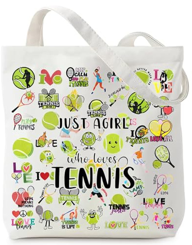 Leseogye Tennis Geschenk, Tragetasche mit Tennis Muster, Canvas Tasche Damen Einkaufstasche, Lustige Taschen, Tennis-Mädchen, Geschenk für Tennisspieler