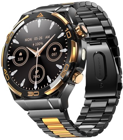 Blackview Smartwatch -GPS, AI, Linterna, Brújula, AMOLED 1.43 Reloj Inteligente Hombre -Monitor de Frecuencia Cardíaca/Presión Arterial, Llamadas Bluetooth, 100+ Modos Deportivos, Android/iOS, Negro