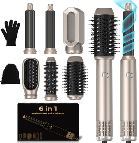 Hair Styler Airbrush Pro 6 in 1, 1000w Air Styler Hair Dryer, 6 in 1 Multi Styler with Air Curler,Blow Dryer Brush, Hair Styling Tool for Curling, Straightening, Volumizing,Smoothing