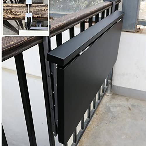 Tavolo da balcone per esterni, regolabile in altezza, pieghevole, con ringhiera in legno, tavolino salvaspazio da parete, per terrazze e aree compatte