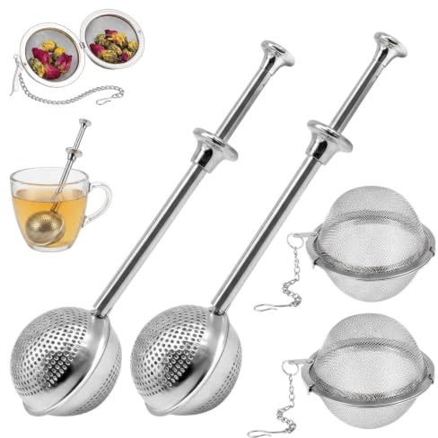 4-Piece Tea Strainer Set, Tea Infuser for Loose Tea with 5cm Tea Strainer Ball and Full Mesh Design, Simple Filter for Cups and Teapots