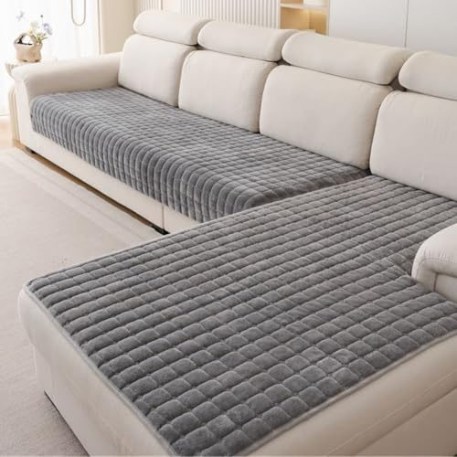 Generisch Weicher Flanell-Sofabezug, Sofa überzug L Form 1 2 3 4 Sitzer Ecksofa, Couchbezug Sofadecke Hund Kuschelig rutschfest Couch überwurfdecke Für Wohnzimmer Waschbar,Grey 2,90x240cm