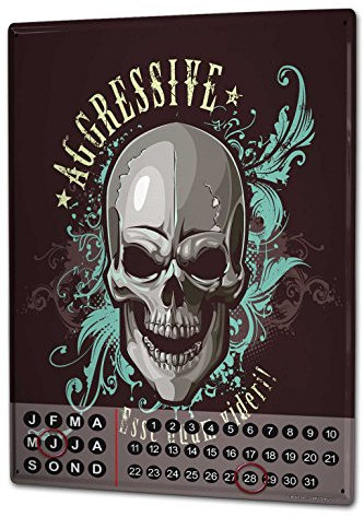 Wandkalender 2019 Jahreskalender Dauerkalender 2020 Kalender 2021 Terminplaner Fotokalender Fun Küche Totenkopf Tattoo Metall Magnet