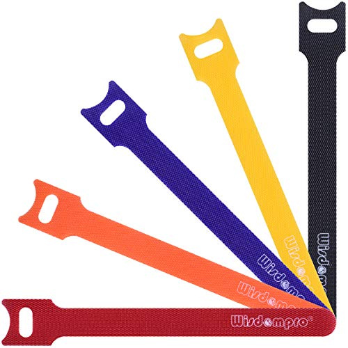 Wisdompro 50 Pack 6 Inches Hook and Loop Cable Ties, Reusable Cable Straps | Coloured, Small Cable Tidy Straps, Short, Self-gripping Fastening Cord Strap for PC Cable Management, Organizing Cords, Desk