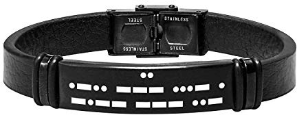 Personalizza Bracciale in pelle e silicone codice Morse per uomo Bracciale inciso con codice segreto per fidanzato Fratello Padre Marito Bracciale padrino Messaggio nascosto