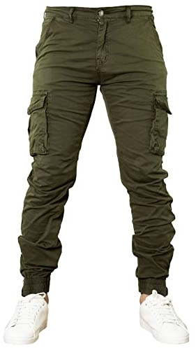Toocool Pantaloni Uomo Cargo Militari tasconi Laterali Casual Cotone G6538 [32/tg 46,G6570 Verde]