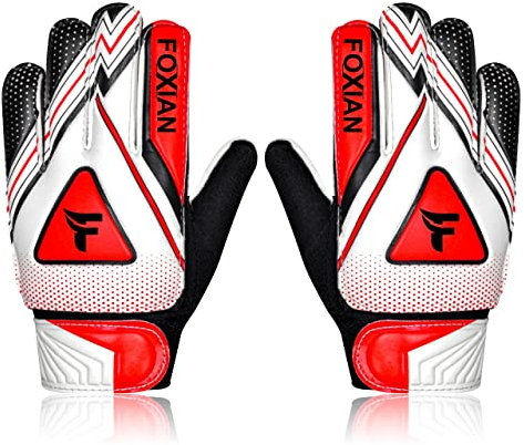 Fussball Torwarthandschuhe Kinder mit super Grip Latex mit stoßdämpfender Polsterung zum Schutz der Handflächen und Finger, Kinder-fußball Handschuhe für Jungen und Mädchen (5, rot)