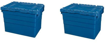 Logiplast 2 Stück Kunststoffkisten mit Deckel 60 x 40 x 41,6 cm Aufbewahrungsbox in Industriequalität