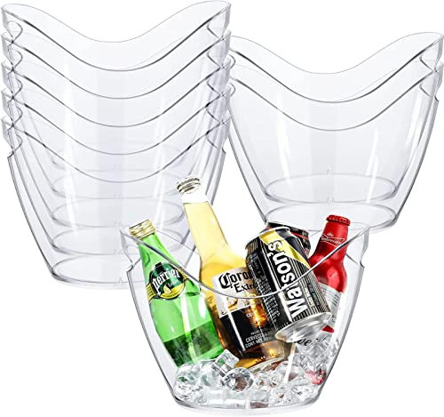 UIHECTA Seaux De Glace Acrylique Transparent Seau À Glace pour Les Fêtes Seau De Champagne en Plastique Baignoire De Boisson 4 litres pour Le Bar À Cocktails,20pcs