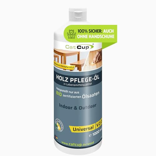 UNIVERSAL BIO Holzöl farblos (1L) - Vielseitiges Holzpflegeöl für Innen & Aussen - Geruch- und Farbloses Möbelöl - 100% natürliches Holz Öl aus Deutschland (V2)