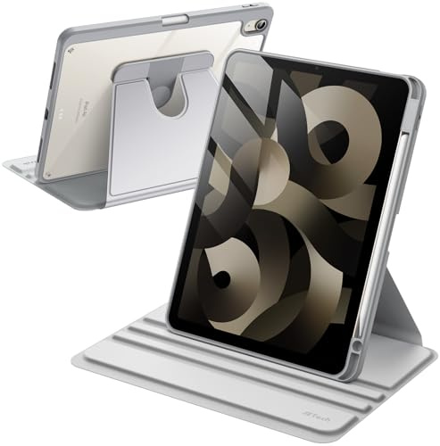 JETech Rotierende Hülle NUR für iPad Air 11 Zoll M4/M3/M2 (2026/2025/2024), iPad Air 5/4 (2022/2020 5./4. 10,9 Zoll) mit Stifthalter, 360 Grad Drehbare Schutzhülle Ständer (Silber)