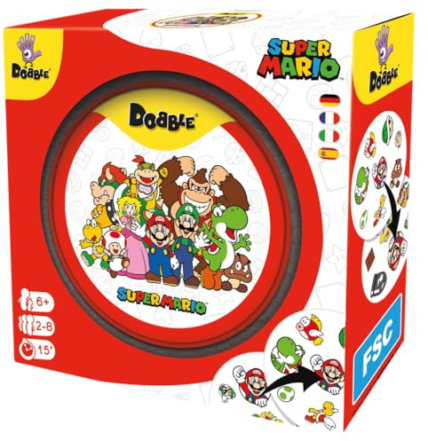 Zygomatic, Dobble Super Mario, Familienspiel, Kartenspiel, 2-8 Spieler, Ab 6+ Jahren, 15 Minuten, Deutsch, Mehrsprachig