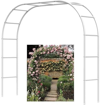 Junvstor Gartenlaube, Hochzeitsbogen für Zeremonienpartys, Metallspalierbogen für Kletterpflanzen, Rosen- und Weinreben, Stahlrahmen, Pergola-Spalier, Gartenstützbögen(120x220x40CM/3.9x7.2x1.3ft)